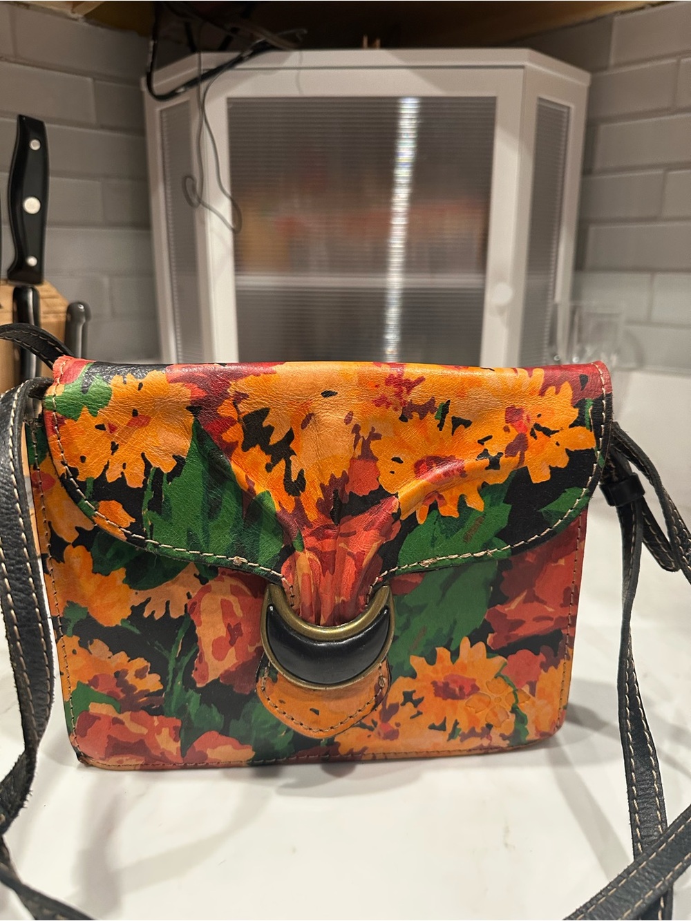 Patricia Nash Avellino Sunflower Floral Leather Crossbody